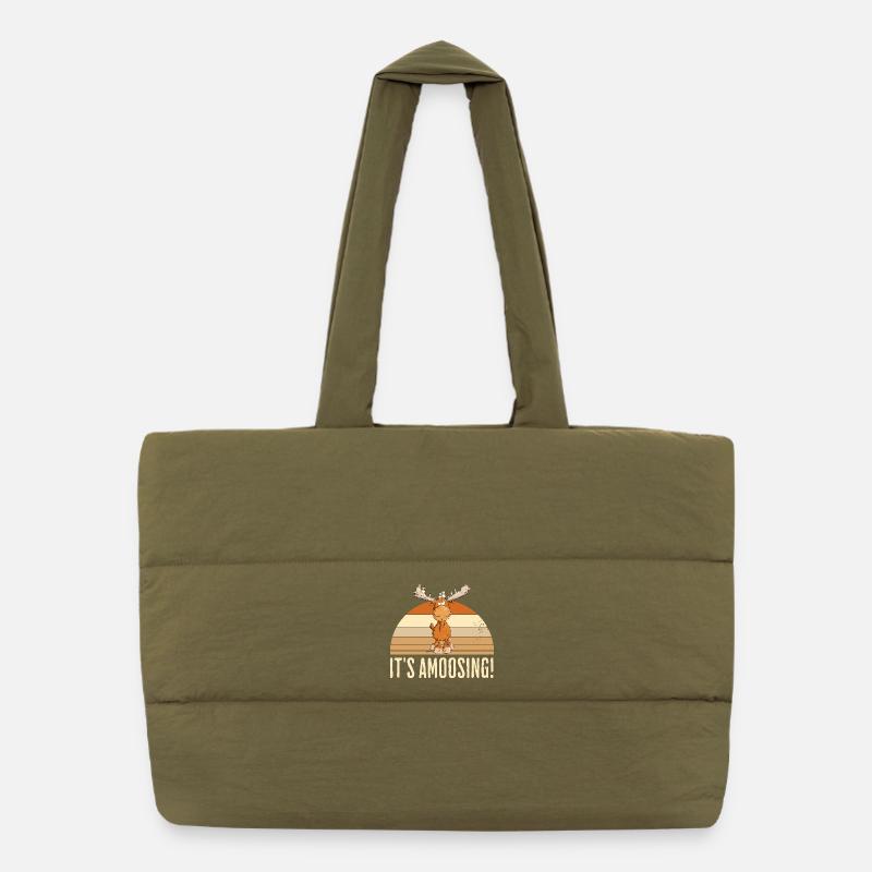 Drolliger Elch Tiermotiv Skandinavien Elche Spruch Puffer-Einkaufstasche
