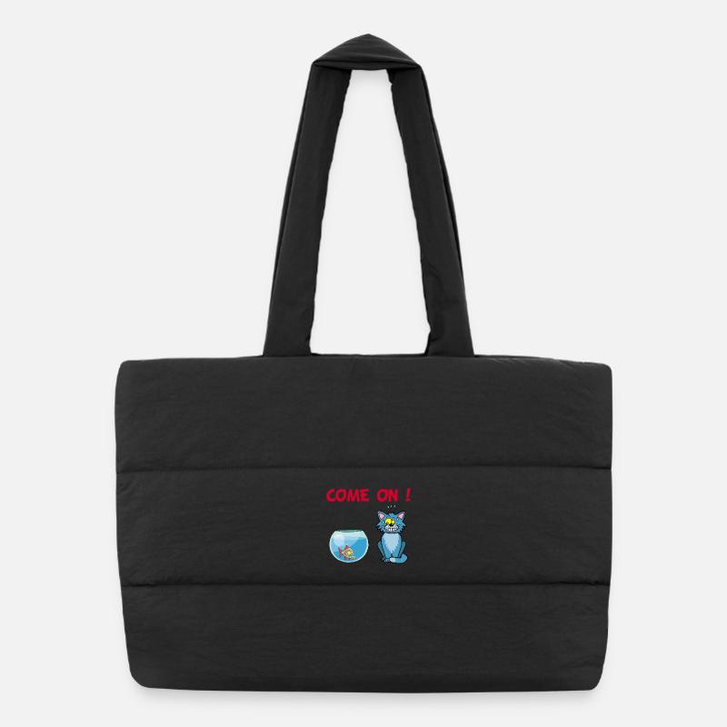 Chat et piranha Sac shopping matelassé