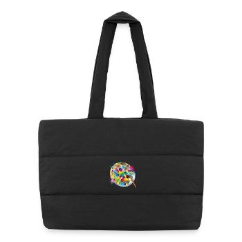 Creative Artist Palette with Geometric Colors - Puffer Shopping Bag - black - Front