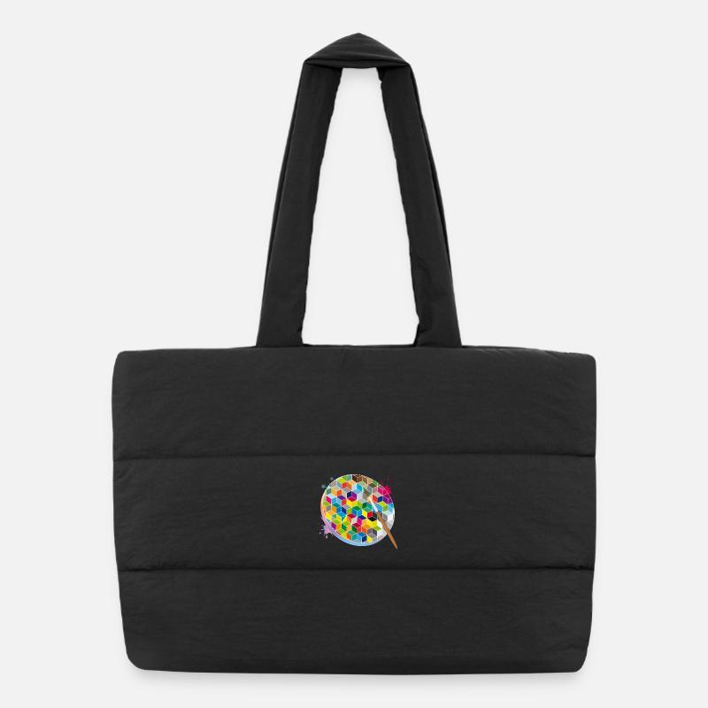 Kreative Künstlerpalette mit geometrischen Farben - Puffer-Einkaufstasche - Schwarz