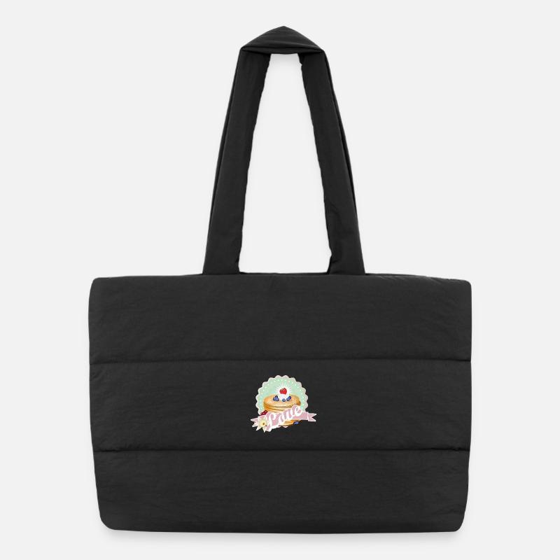 Charming pancake motif with cream and berries Puffer Shopping Bag