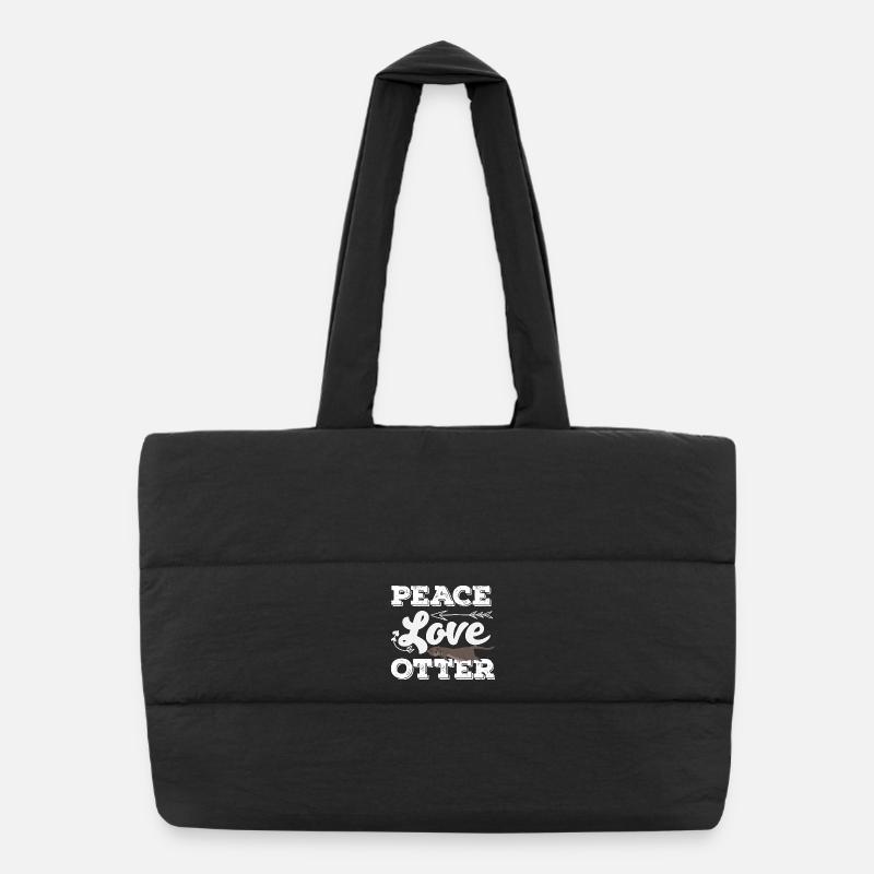 Loutre de mer dessin animé paix amour Sac shopping matelassé
