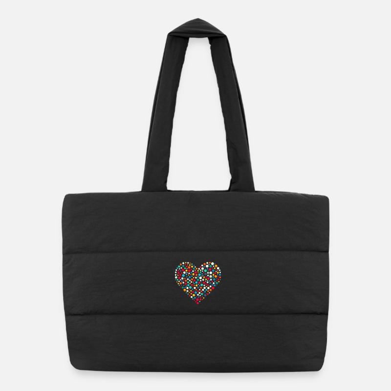Mosaïque de coeur de points colorés tachetés Sac shopping matelassé