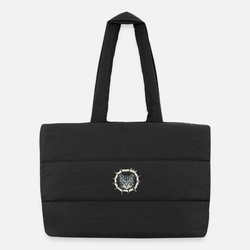 Katze Zerrissenes Tuch - Süßes Gothic Geschenk Puffer-Einkaufstasche