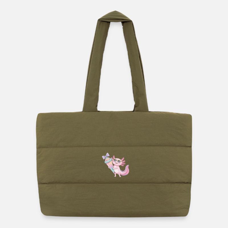 Pink Axolotl Eiscreme Party Puffer Shopping Bag