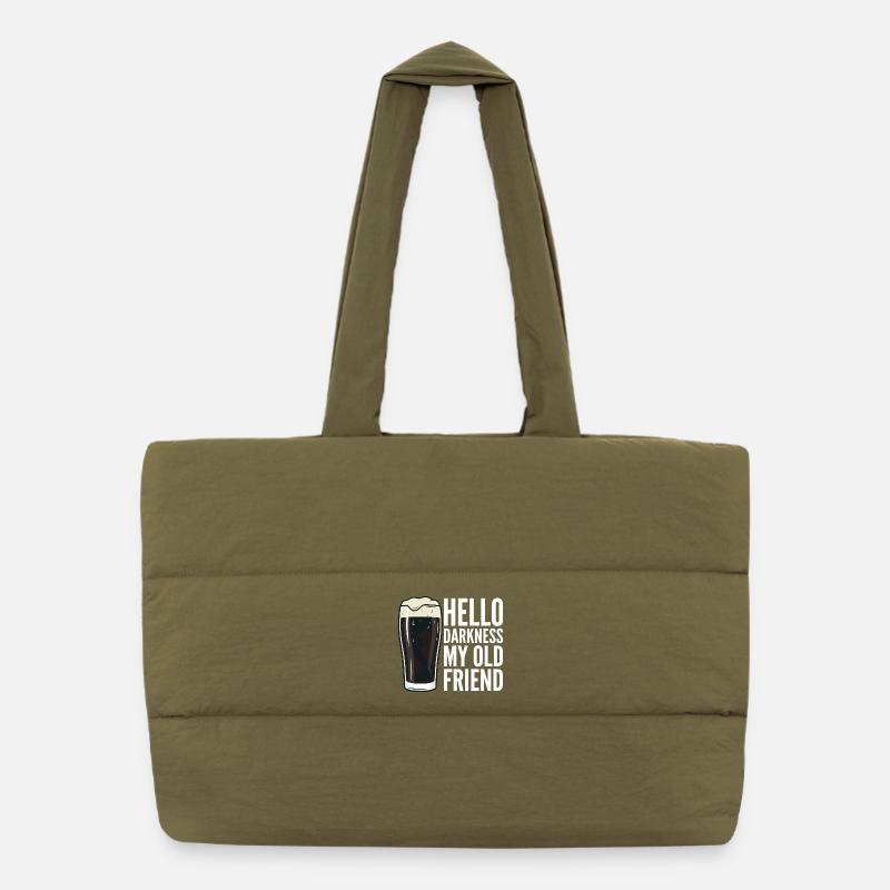 Hello Darkness My Old Friend Drinks Stout Beer Puffer Shopping Bag
