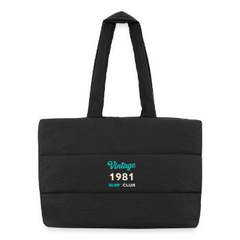 Vintage 1981 Surf Club Retro Geburtsjahr Geschenk - Puffer-Einkaufstasche - Schwarz - Vorne