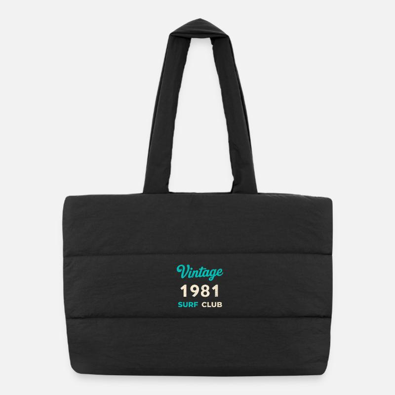 Vintage 1981 Surf Club Retro Birth Year Gift Puffer Shopping Bag