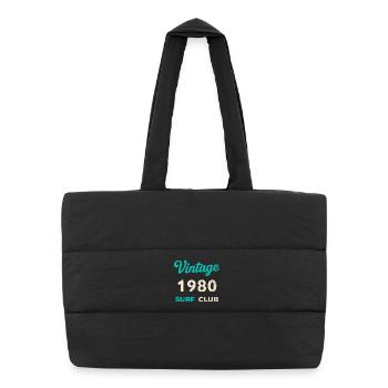 Vintage 1980 Surf Club Retro Geburtsjahr Geschenk - Puffer-Einkaufstasche - Schwarz - Vorne
