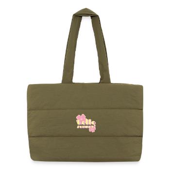 Hallo Sommer-Retro-Pastellblumen - Puffer-Einkaufstasche - safari Green - Vorne
