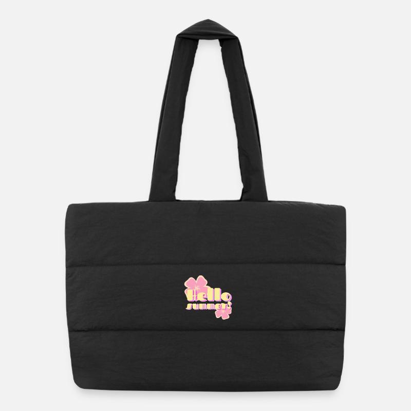 Hello Summer fleurs pastel rétro - Sac shopping matelassé - noir