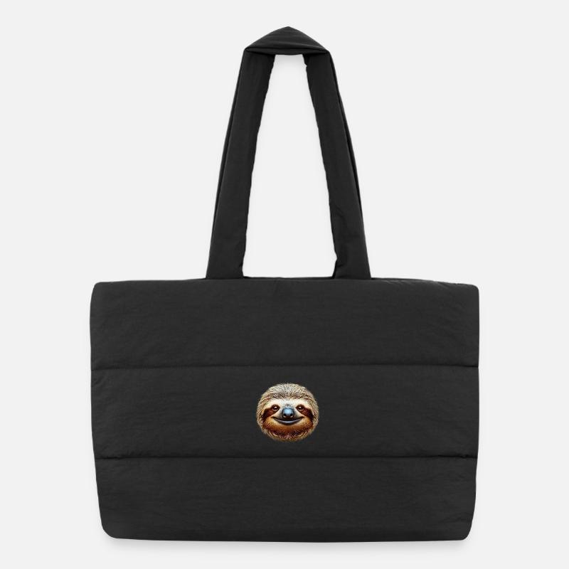 Faultier - Puffer-Einkaufstasche - Schwarz