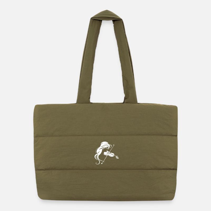 Fiddle Girl Drawing Puffer Shopping Bag