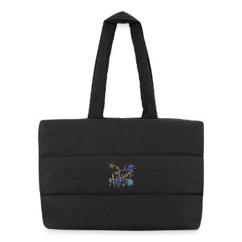 Virgo – Mystische Sternzeichen und Blumen - Puffer-Einkaufstasche - Schwarz - Vorne
