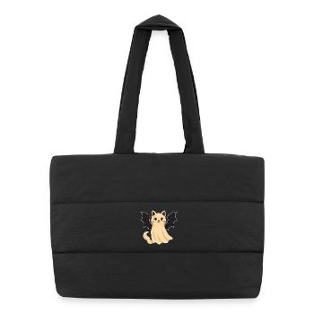 Cuddly cat with bat wings - Puffer Shopping Bag - black - Front