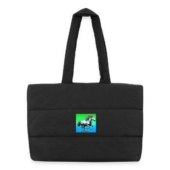 Pferd - Puffer-Einkaufstasche - Schwarz - Vorne