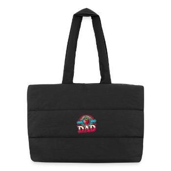Beere Guter Vater, Lustiger Erdbeer-Vater - Puffer-Einkaufstasche - Schwarz - Vorne