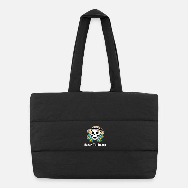 Beach Till Death Skeleton with Hat Puffer Shopping Bag