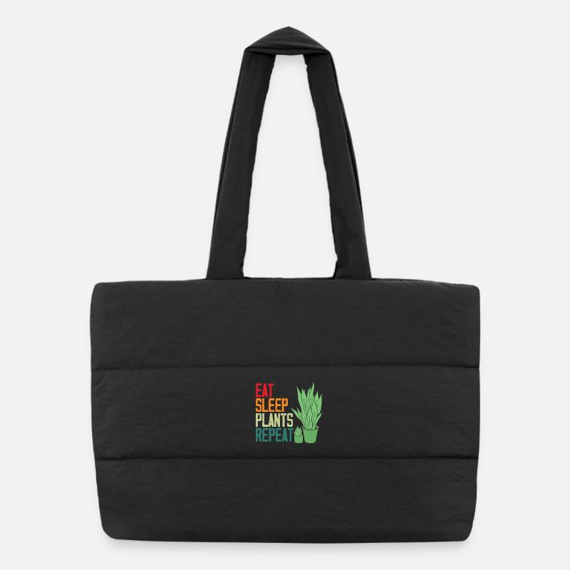Eat Sleep Plants Repeat Plant Lover Puffer-Einkaufstasche
