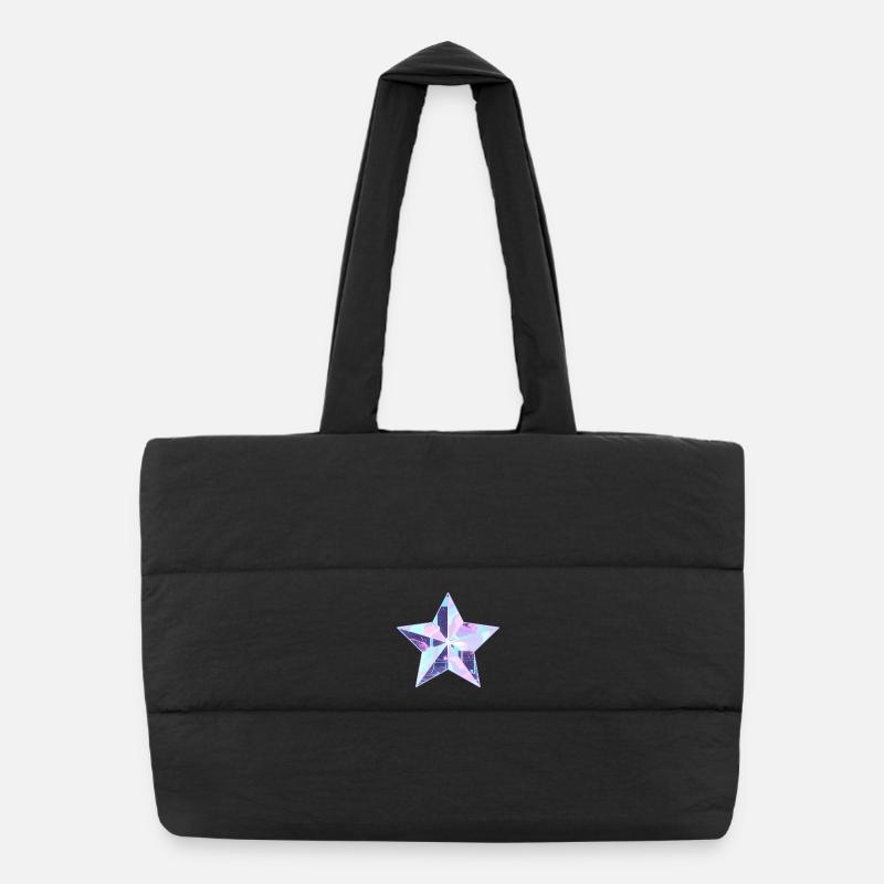 Pastel Star Neon Skyline Puffer Shopping Bag