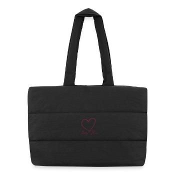 Husky Mom Heart Font Logo - Puffer Shopping Bag - black - Front