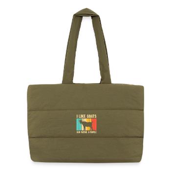 Goat Silhouette on Rainbow Planks - Puffer Shopping Bag - safari green - Front