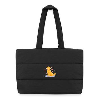 Goldiger Golden Retriever (Comic) - Puffer-Einkaufstasche - Schwarz - Vorne