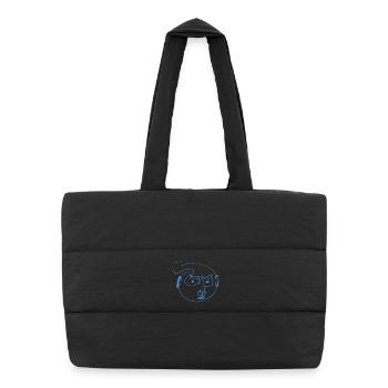 Blue Lines Portrait Doodle - Puffer Shopping Bag - black - Front