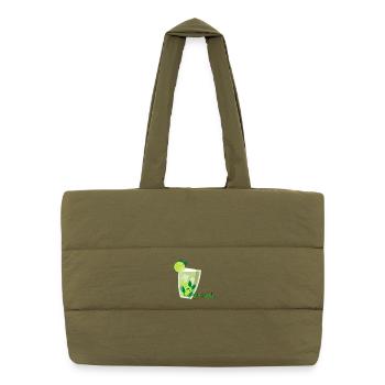 Verre de caipirinha avec menthe au citron vert - Sac shopping matelassé - safari green - Devant