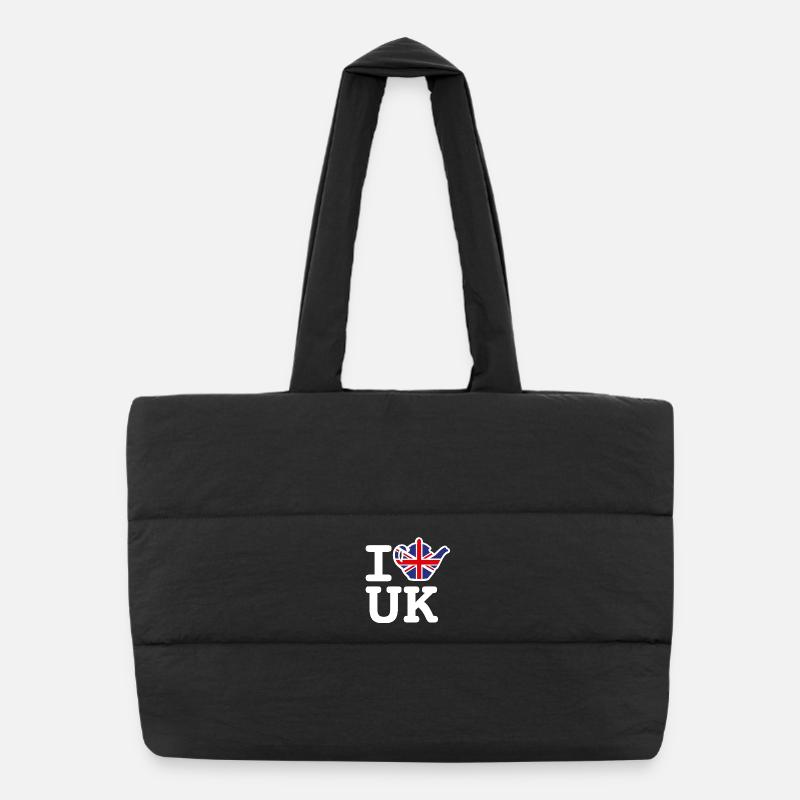 Union Jack Flag Teapot I Love UK British UK Puffer Shopping Bag