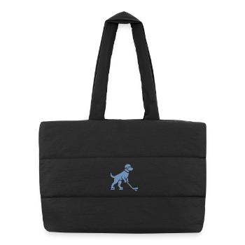Dog Hockey Player Silhouette - Puffer Shopping Bag - black - Front