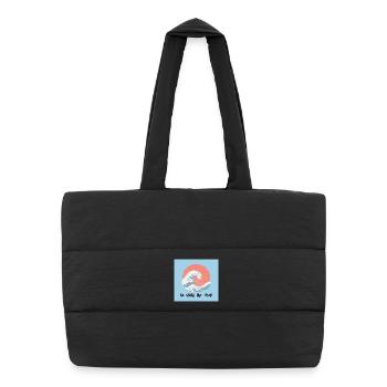Vagues de la mer avec dicton motivant - Sac shopping matelassé - noir - Devant