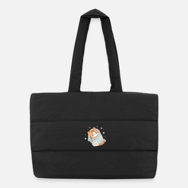 Chat douillet sous couverture étoilée Cozy Sac shopping matelassé