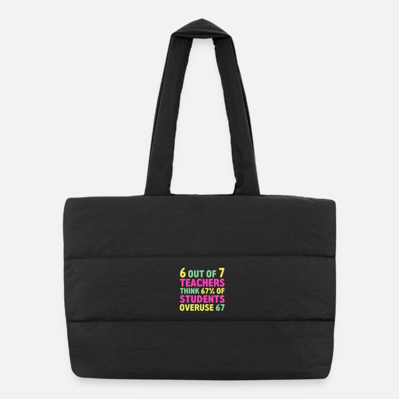 Drôle 67 Professeur - Professeur 6 7 Surusage drôle 67 - Sac shopping matelassé - noir