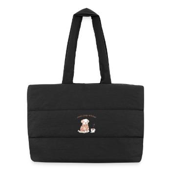 Cozy Pup Winter Cute Dog Design - Puffer Shopping Bag - black - Front