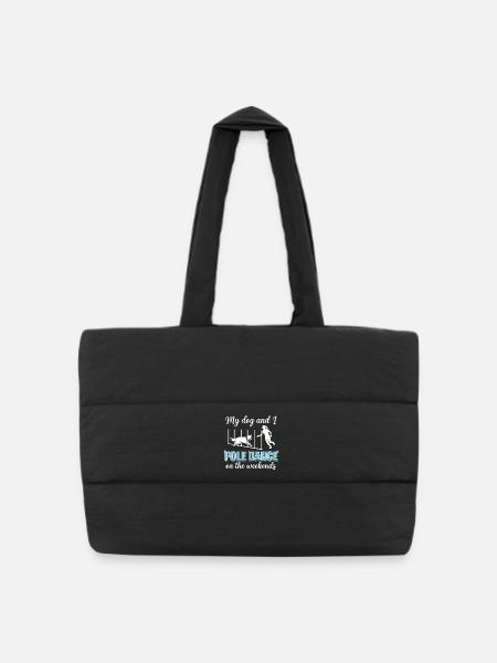 Funny Agility Slalom Saying Pole Dance - Puffer Shopping Bag - black