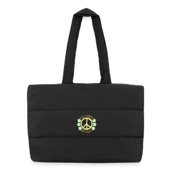 Cueillez des fleurs, pas des disputes, fleurs Paix Logo drôle - Sac shopping matelassé - noir - Devant