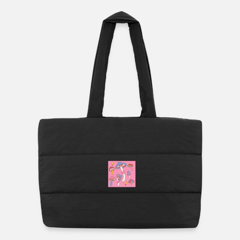 Retro Mushroom Pattern – Psychedelic 70s Design Puffer-Einkaufstasche