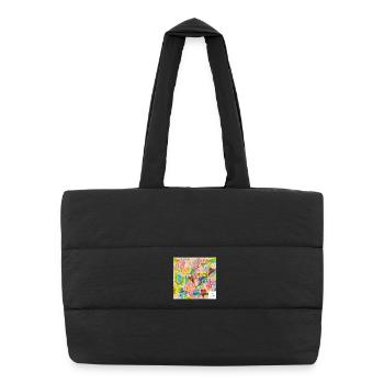 Graffiti JOY I statement styles I chrart2wear - Puffer Shopping Bag - black - Front