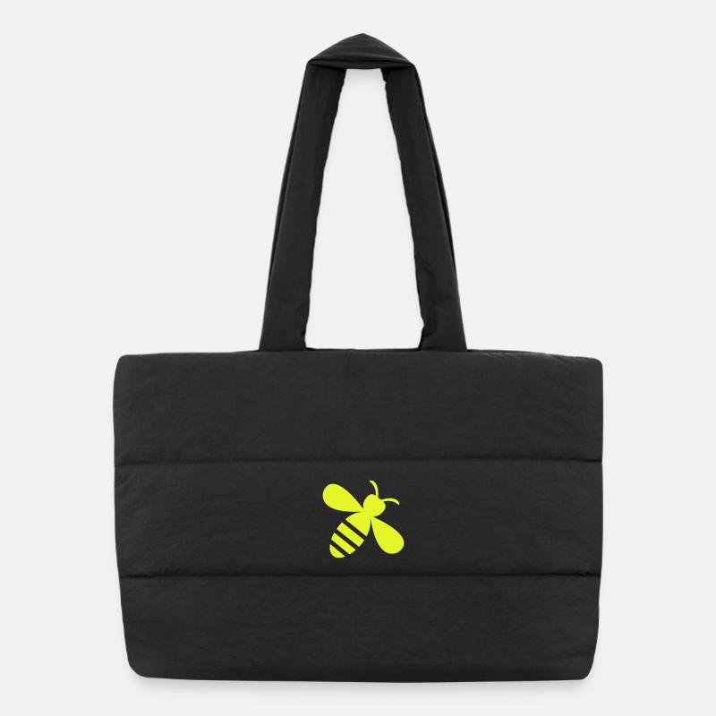 Neon Bee Yellow on Black Puffer Shopping Bag