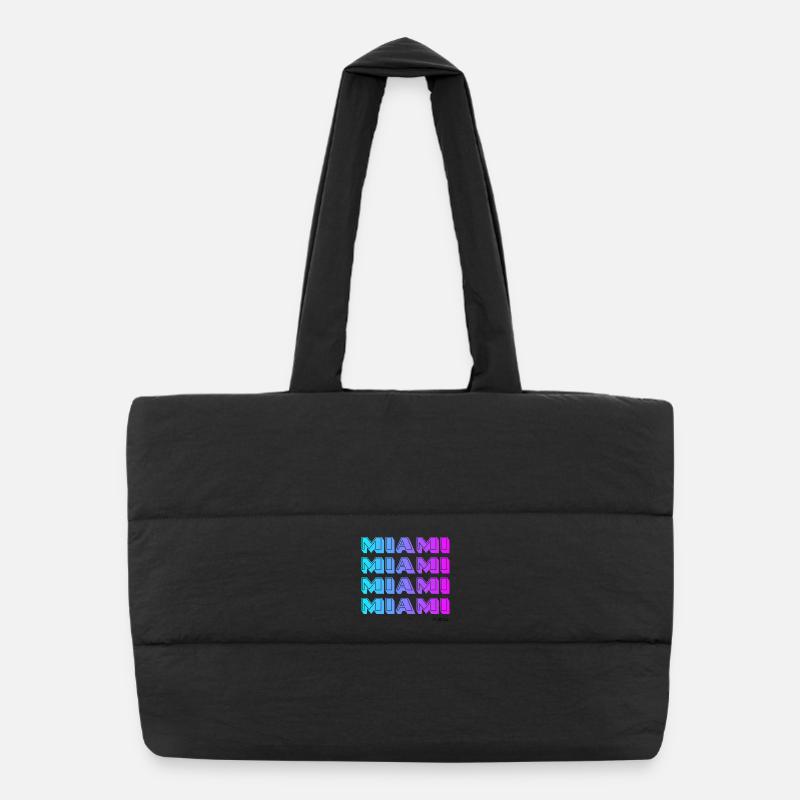 Miami Neon Gradient Muster - Puffer-Einkaufstasche - Schwarz