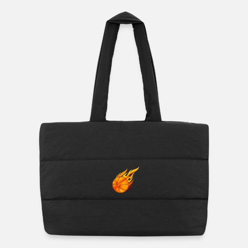 hot glowing basketball on fire Puffer Shopping Bag