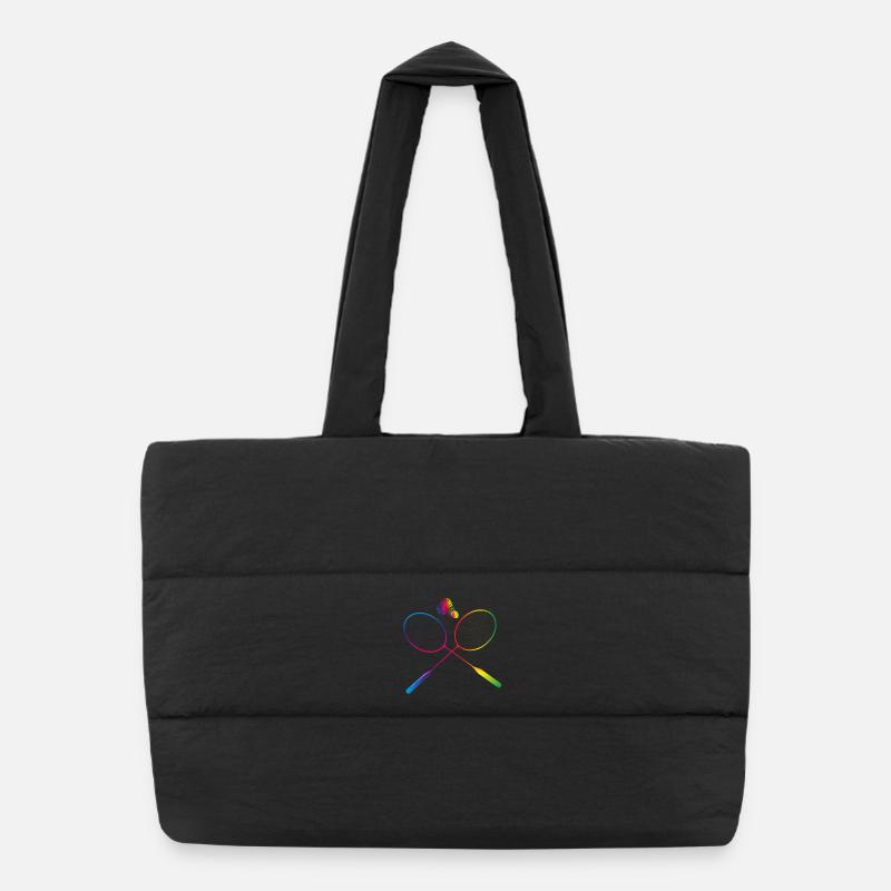 colorful badminton badminton with badminton racket Puffer Shopping Bag