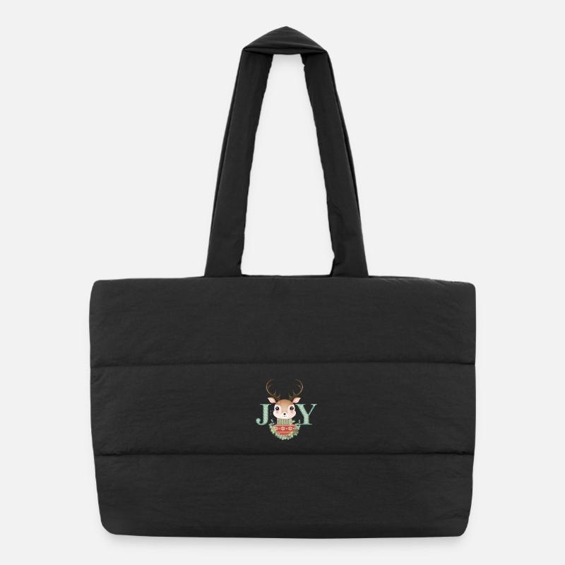 cerf mignon avec pull et couronne de Noël Sac shopping matelassé
