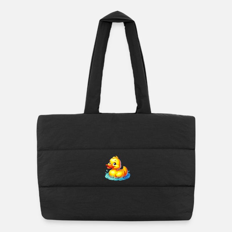 Ente Ente Ente Ente Ente - Puffer-Einkaufstasche - Schwarz