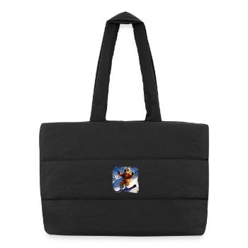 Katzen Snowboard - Puffer-Einkaufstasche - Schwarz - Vorne