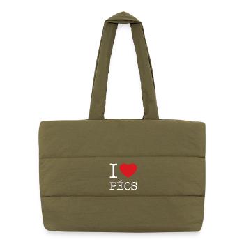 I LOVE PECS - Puffer Shopping Bag - safari green - Front