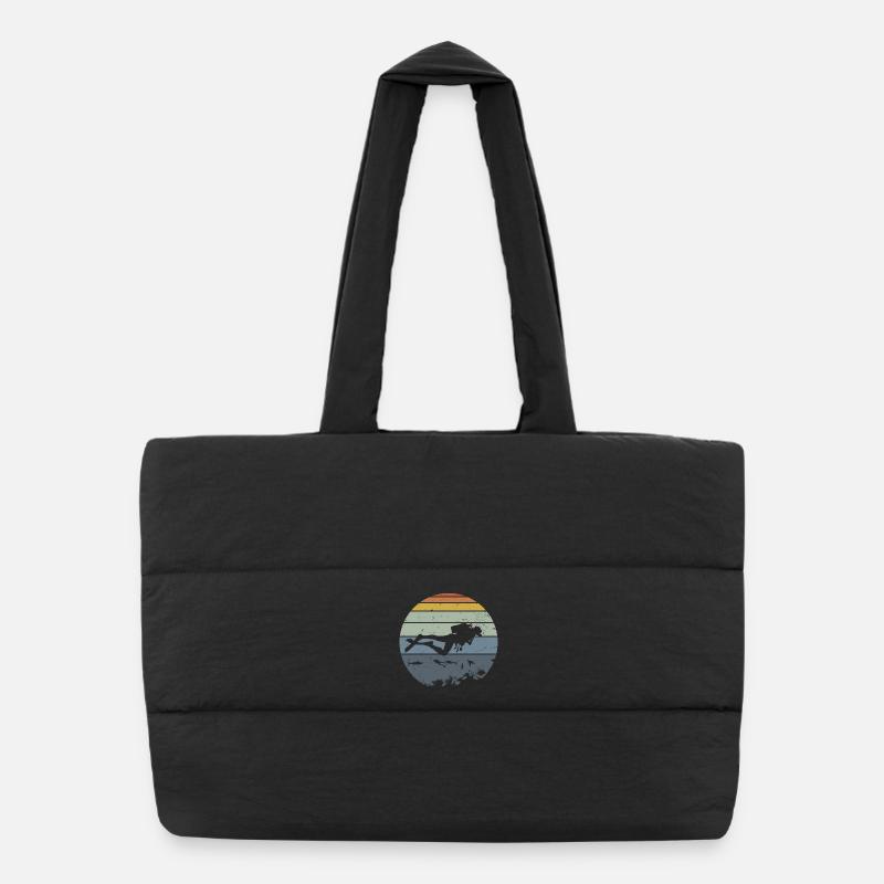 Scène de silhouette de plongeur sous-marin Sac shopping matelassé