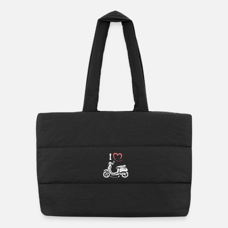 Ich liebe Roller - Elektro scooter Illustration Puffer-Einkaufstasche