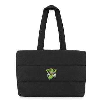 Lustige Pickle Cartoon-Figur - Puffer-Einkaufstasche - Schwarz - Vorne